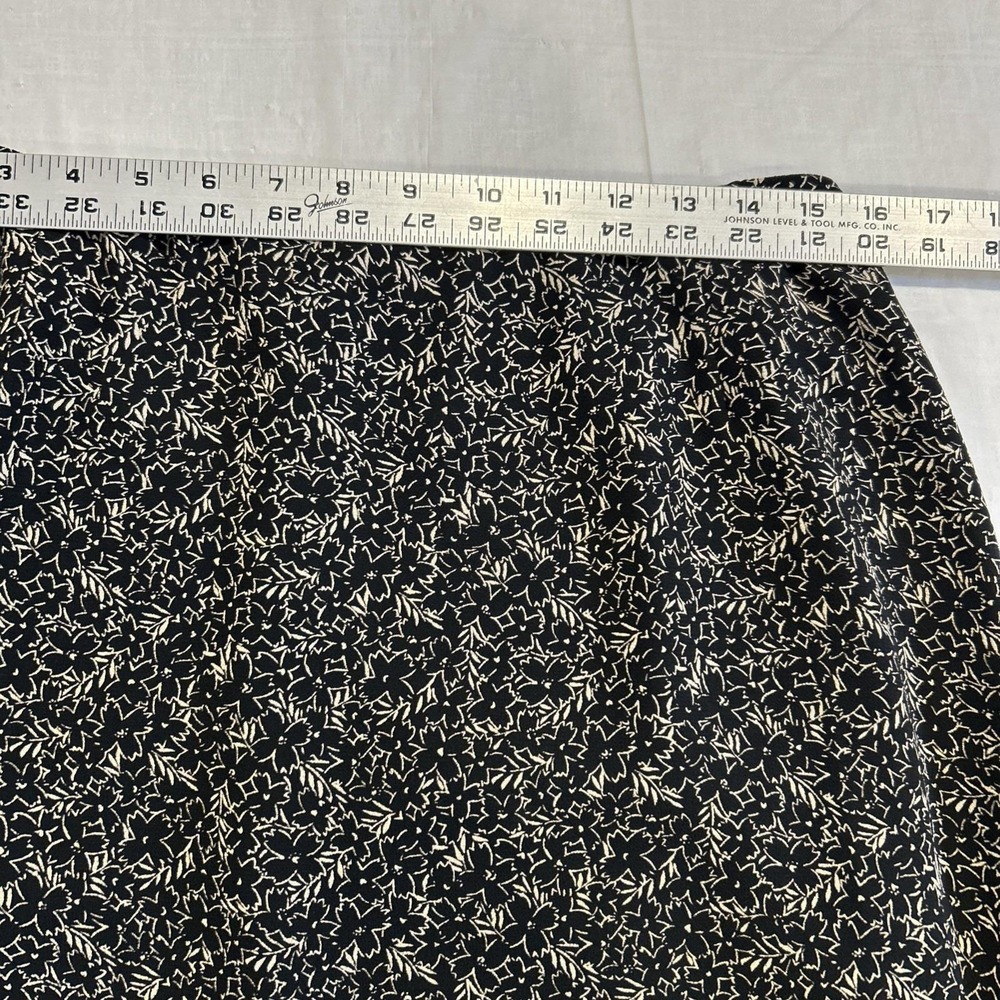 Vtg Coldwater Creek Skirt Set Women 14 Black Silk Floral Short Sleeve Modest NWT - Picture 7 of 13